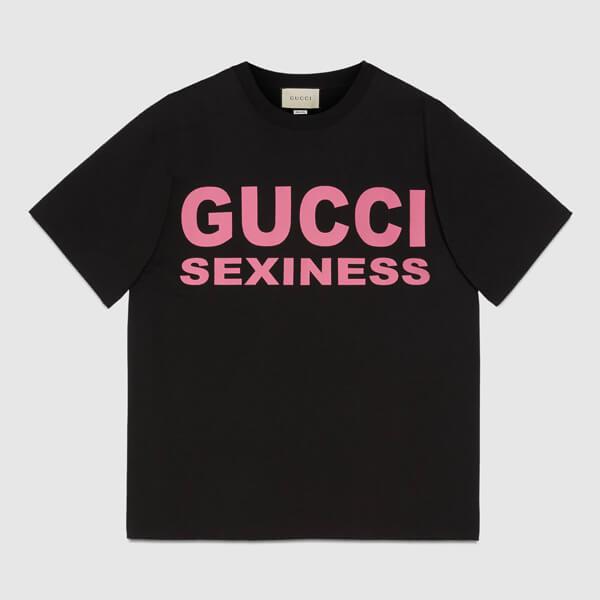 グッチ Tシャツ偽物◆SEXNESSプリント オーバーサイズ Tシャツ 4色 616036XJCK